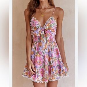 Selfie Leslie Floral Mini Dress - Pink and Purple